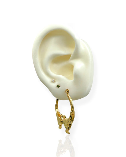 14k Gold Dove Hoop Earrings