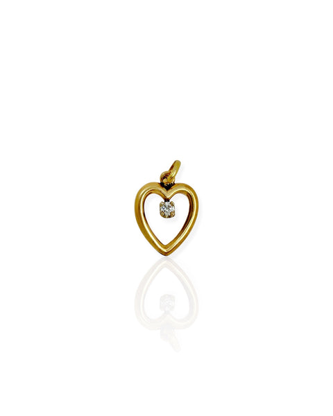 14k Gold Heart Outline Charm
