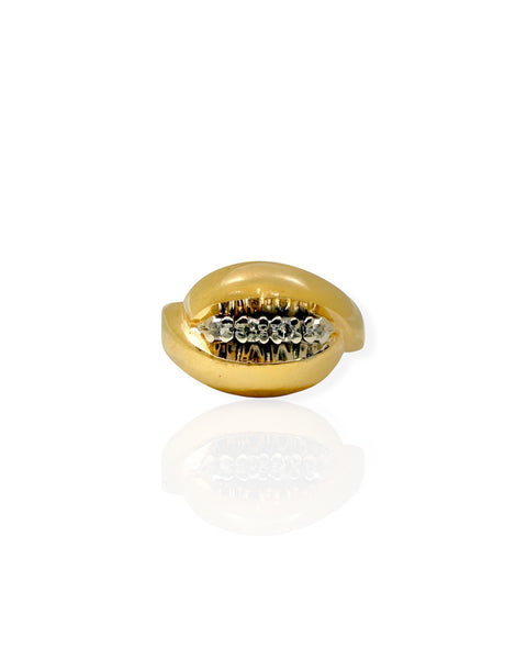 14k Gold Diamond Stripe Dome Ring (6)