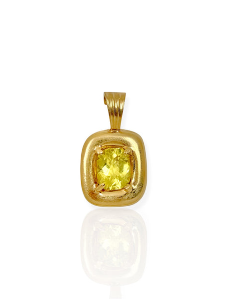 14k Gold Citrine Wide Bezel Charm