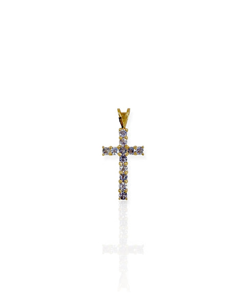 14k Gold Tanzanite Cross Charm