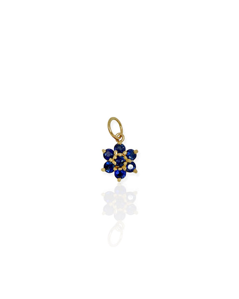 14k Gold Sapphire Flower Charm