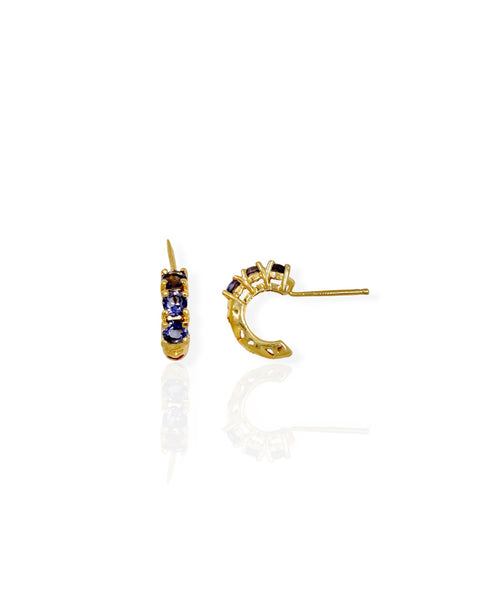 14k Gold Tanzanite Huggie Earrings