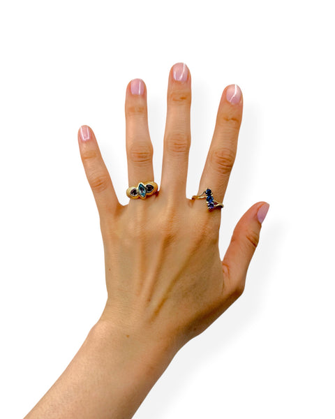 14k Gold Triple Stone Ring (8.5)