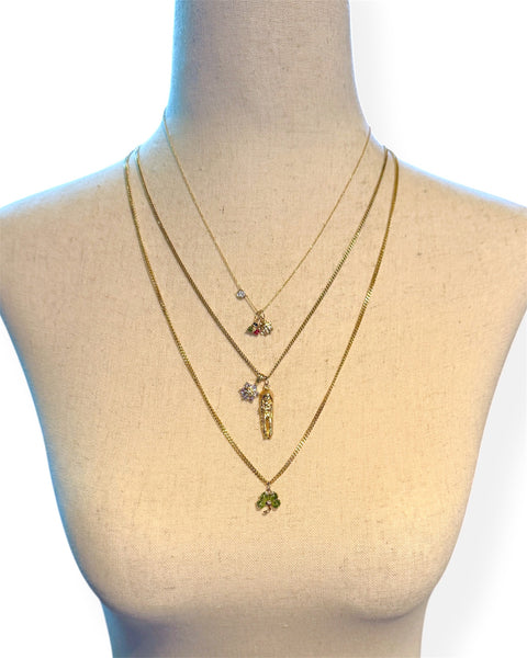 14k Gold Enamel Four Leaf Clover Charm