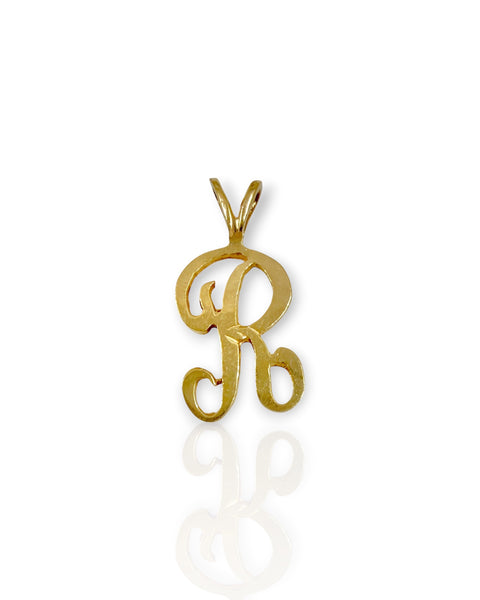 14k Gold Letter R Charm