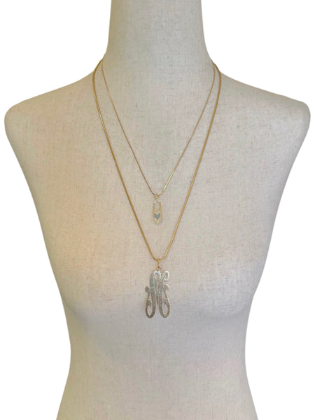 18k Gold Elongated Hexagon Charm