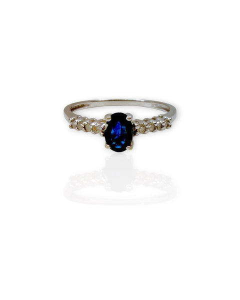 14k White Gold Sapphire Ring (6.5)