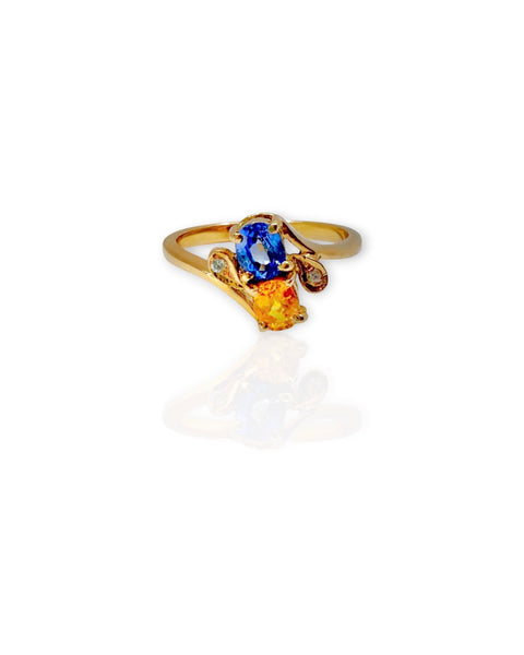 14k Gold Double Sapphire Ring (6.5)