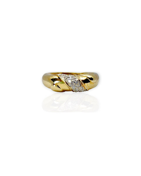 14k Diamond Stripe Dome Ring (5.75)