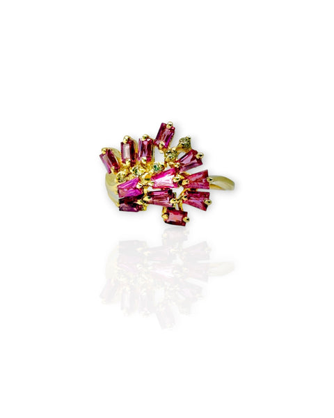 14k Gold Ruby Burst Ring (6.25)
