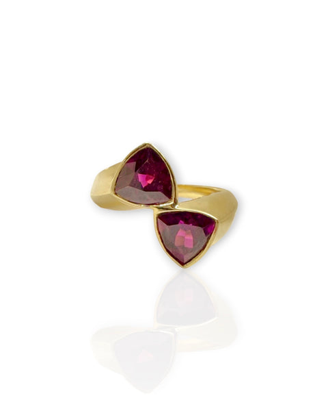 14k Gold Rubellite Bypass Ring (5.75)