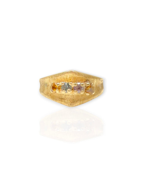 14k Gold Gemstone Chevron Ring (5)