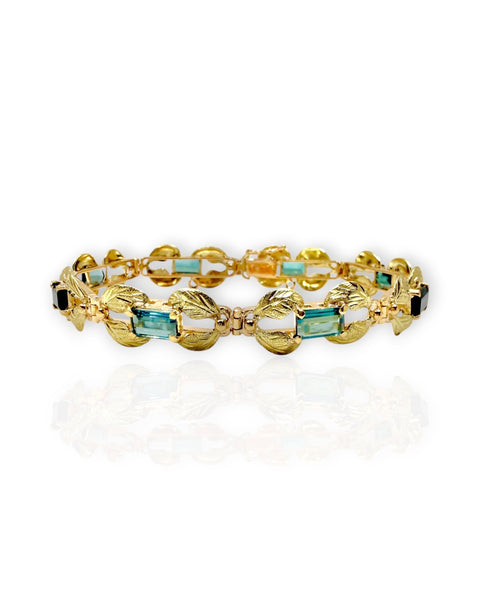 18k Gold Tourmaline Leaf Bracelet (7.25