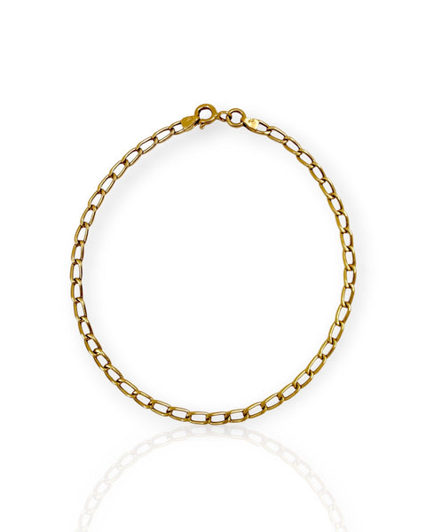 B992 18k Gold Elongated Curb Chain Bracelet (7.5