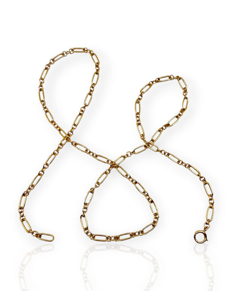 N755 14k Gold Alternating Link Chain (27