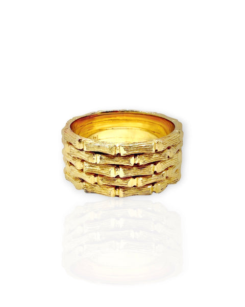 14k Gold Stacked Bamboo Ring (6.75)