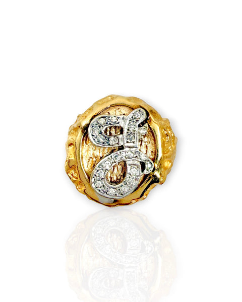 14k Gold Diamond Letter J Ring (8.75)