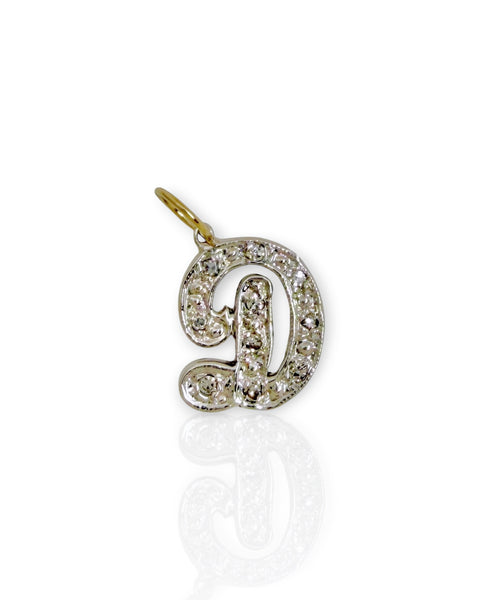 14k Gold Diamond Letter D Charm