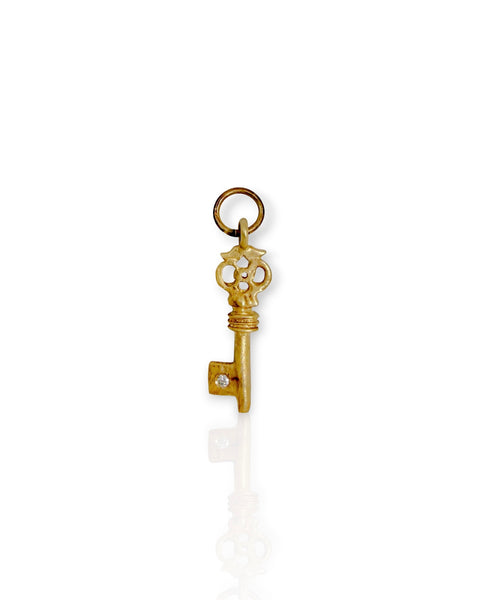 14k Gold Tiny Key Charm