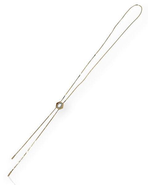 N756 14k Gold Hexagon Lariat (27.5