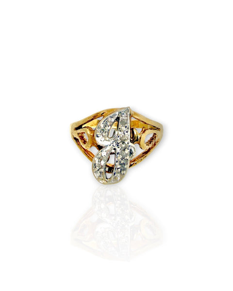14k Gold Diamond Letter J Ring (5.75) M