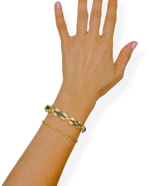18k Gold Tourmaline Leaf Bracelet (7.25")