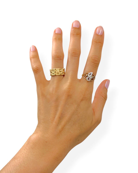 14k Gold Stacked Bamboo Ring (6.75)