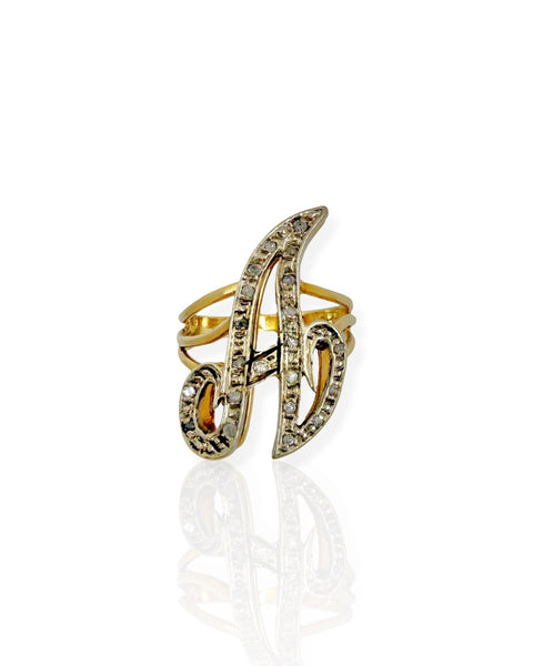 14k Gold Diamond Letter A Ring (7)