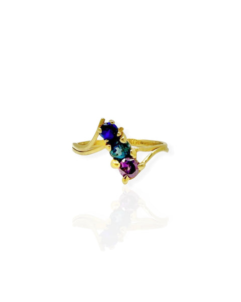 14k Gold Triple Stone Ring (8.5)