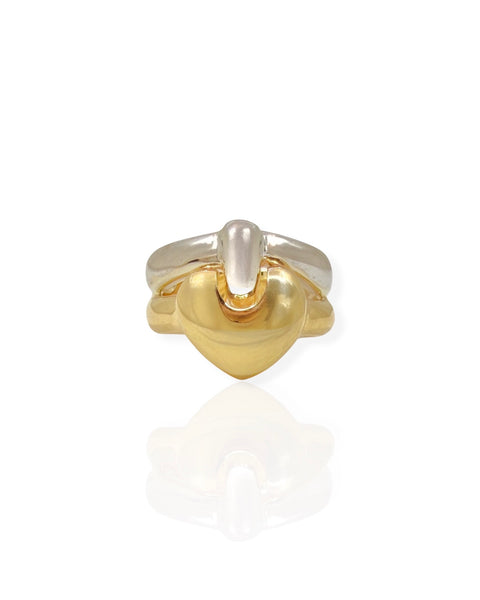 14k Gold Heart Padlock Ring (6.75)
