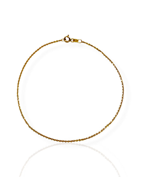 14k Gold Diamond Cut Cable Chain Bracelet/Anklet (9.25
