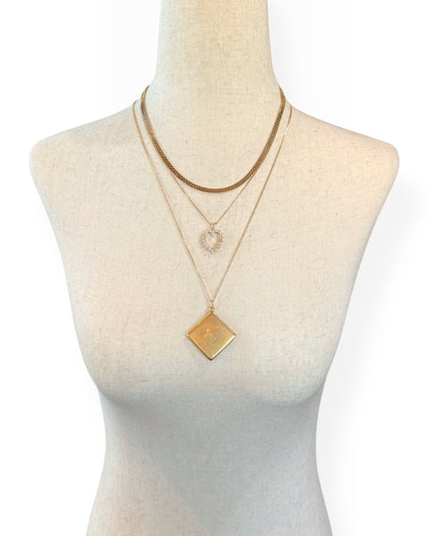 14k Gold Tiffany Square Locket Charm