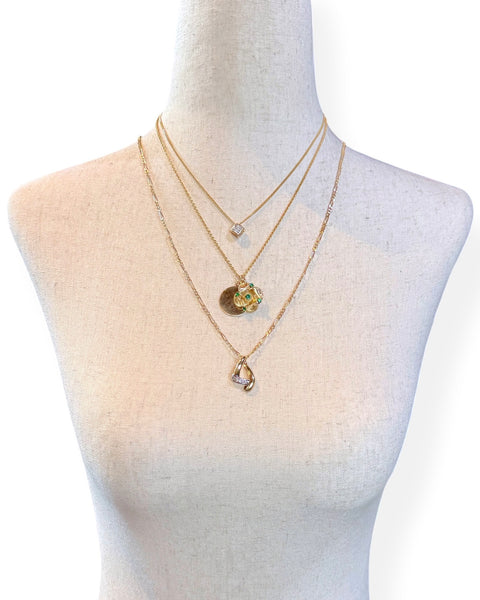 14k Gold Diamond Square Slider Charm