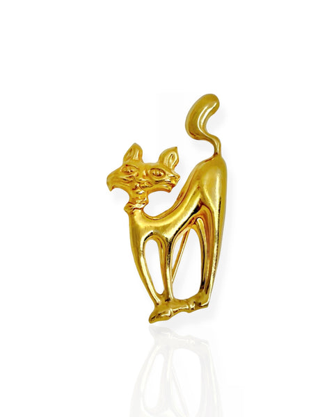 18k Gold Cat Brooch