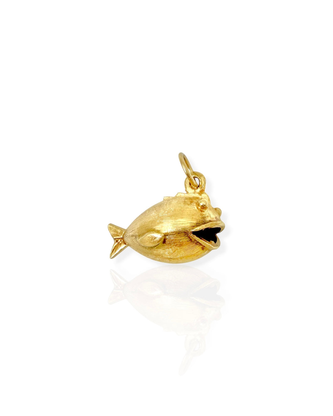 14k Gold Puffy Fish Charm