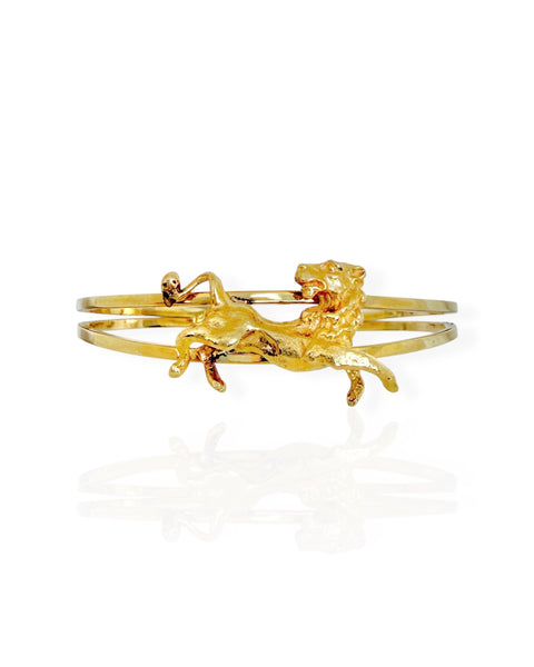 14k Gold Lion Bangle