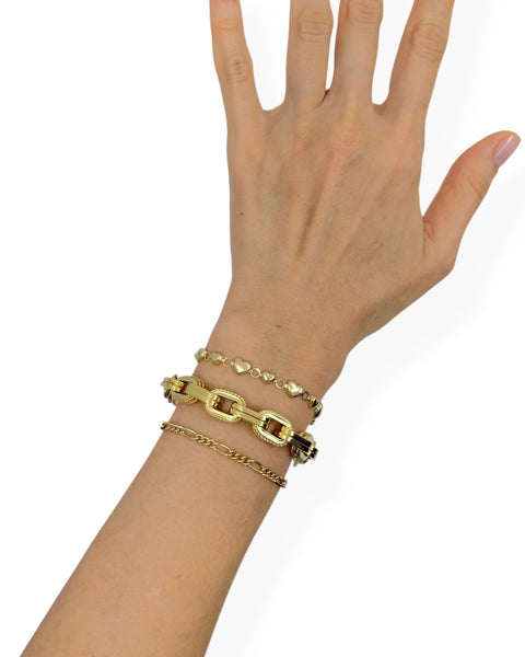 14k Gold Puffy Heart Chain Bracelet (7.75")