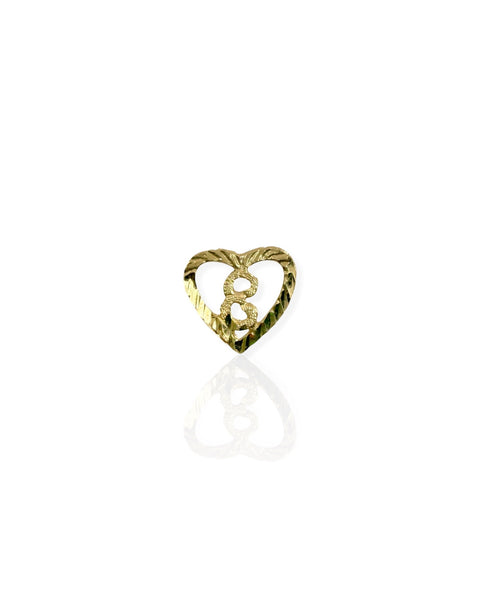 14k Gold Letter E Heart Earring
