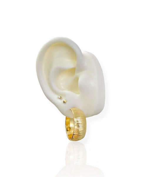 14k Gold Fluted Hoop Earrings