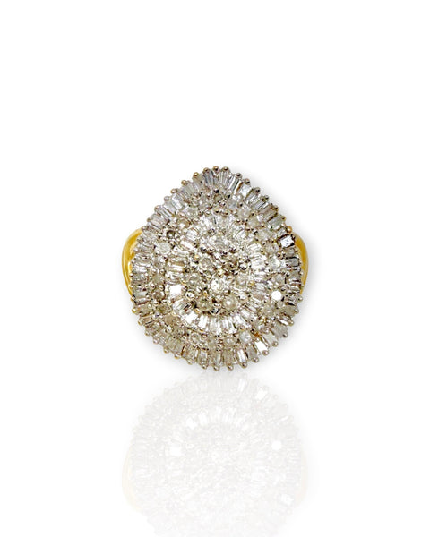 14k Gold Clustered Diamond Pear Ring (6)