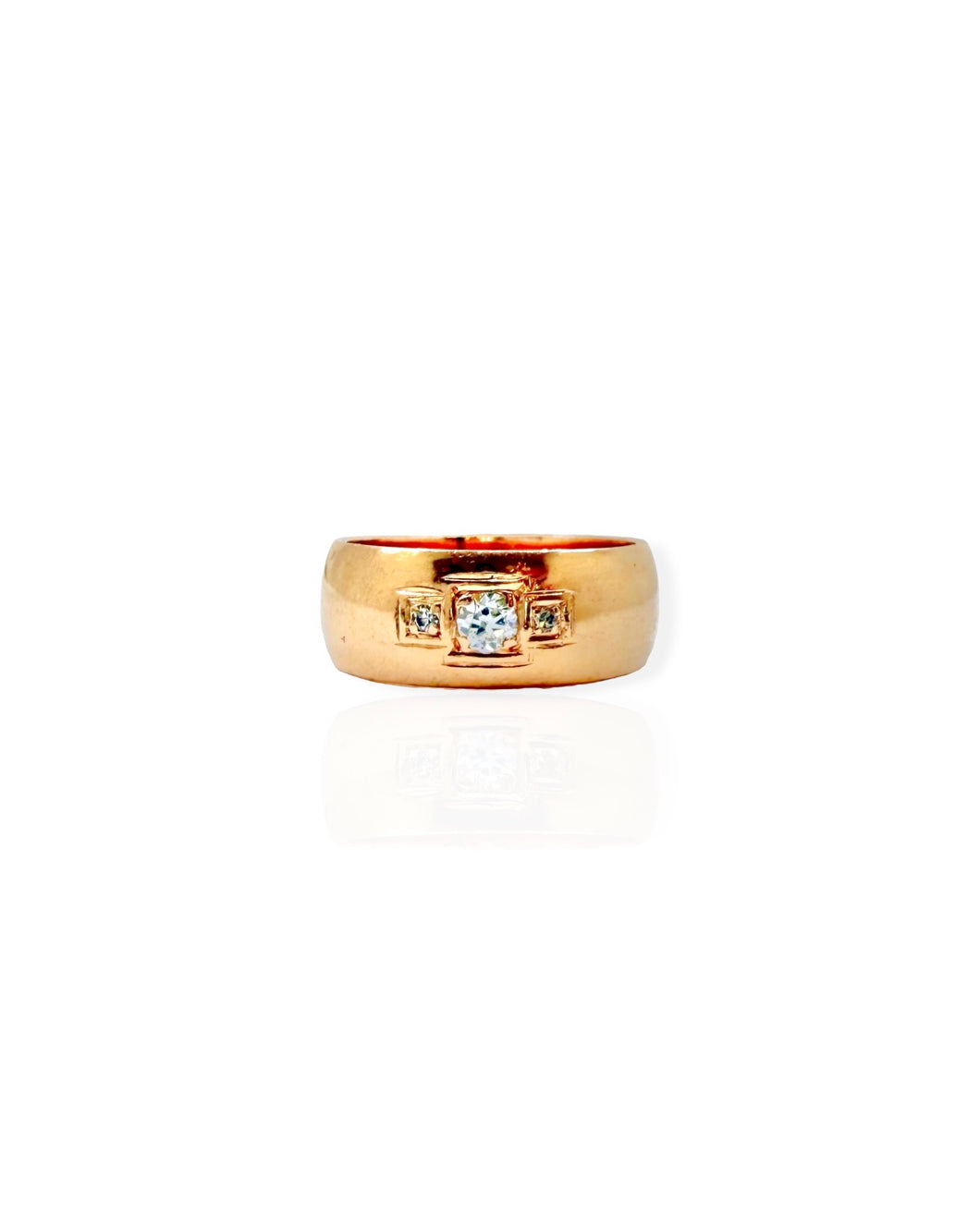 14k Rose Gold Wide Diamond Ring (5.75)