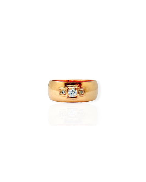 14k Rose Gold Wide Diamond Ring (5.75)