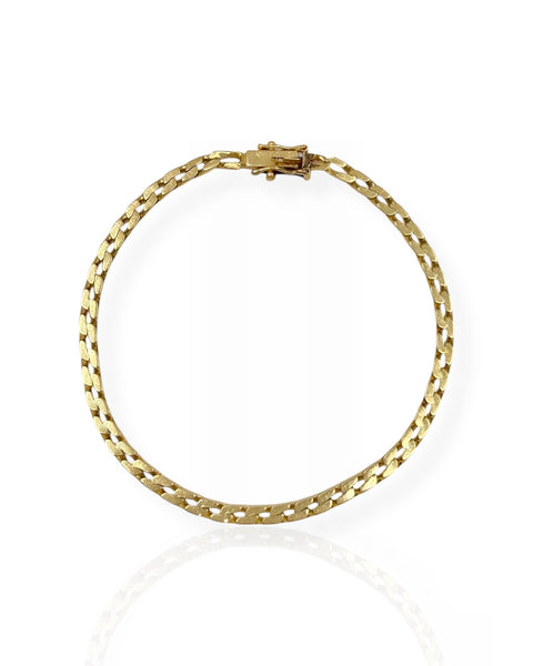14k Gold Flat Curb Chain Bracelet (7