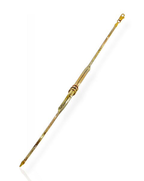 18k Gold Ringed Herringbone Bracelet (7.25