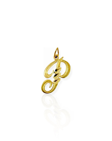 14k Gold Letter P Charm