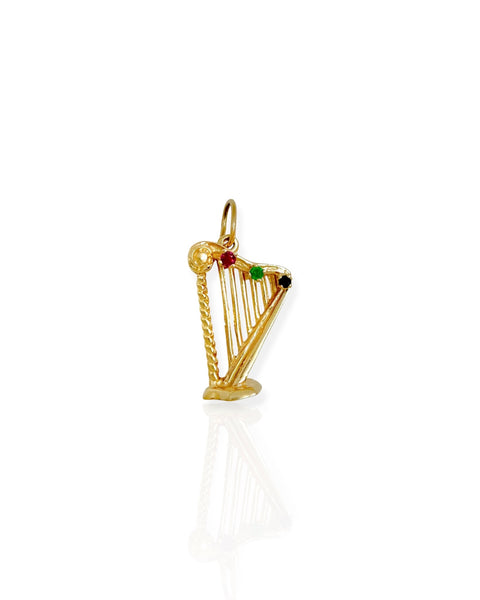 14k Gold Harp Charm