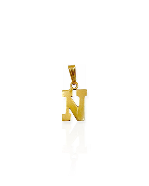 14k Gold Letter N Charm