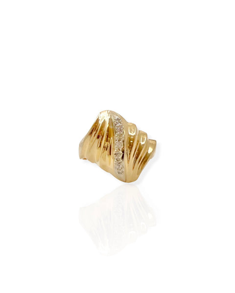 14k Gold Diamond Fluted Ring (7.5)