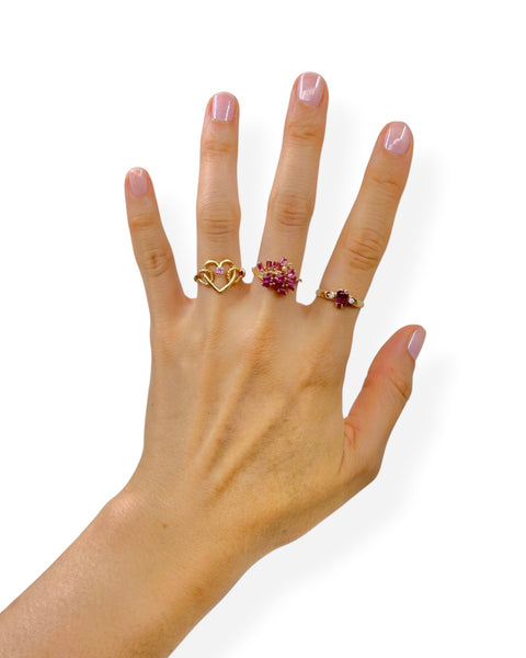 14k Gold Ruby Burst Ring (6.25)